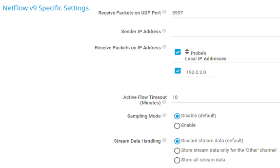 NetFlow v9 Specific Settings